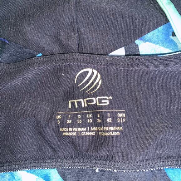 MPG Sport Navy Multicolor Sports Bra Turquoise Criss-Cross Straps Size Small - Picture 7 of 10